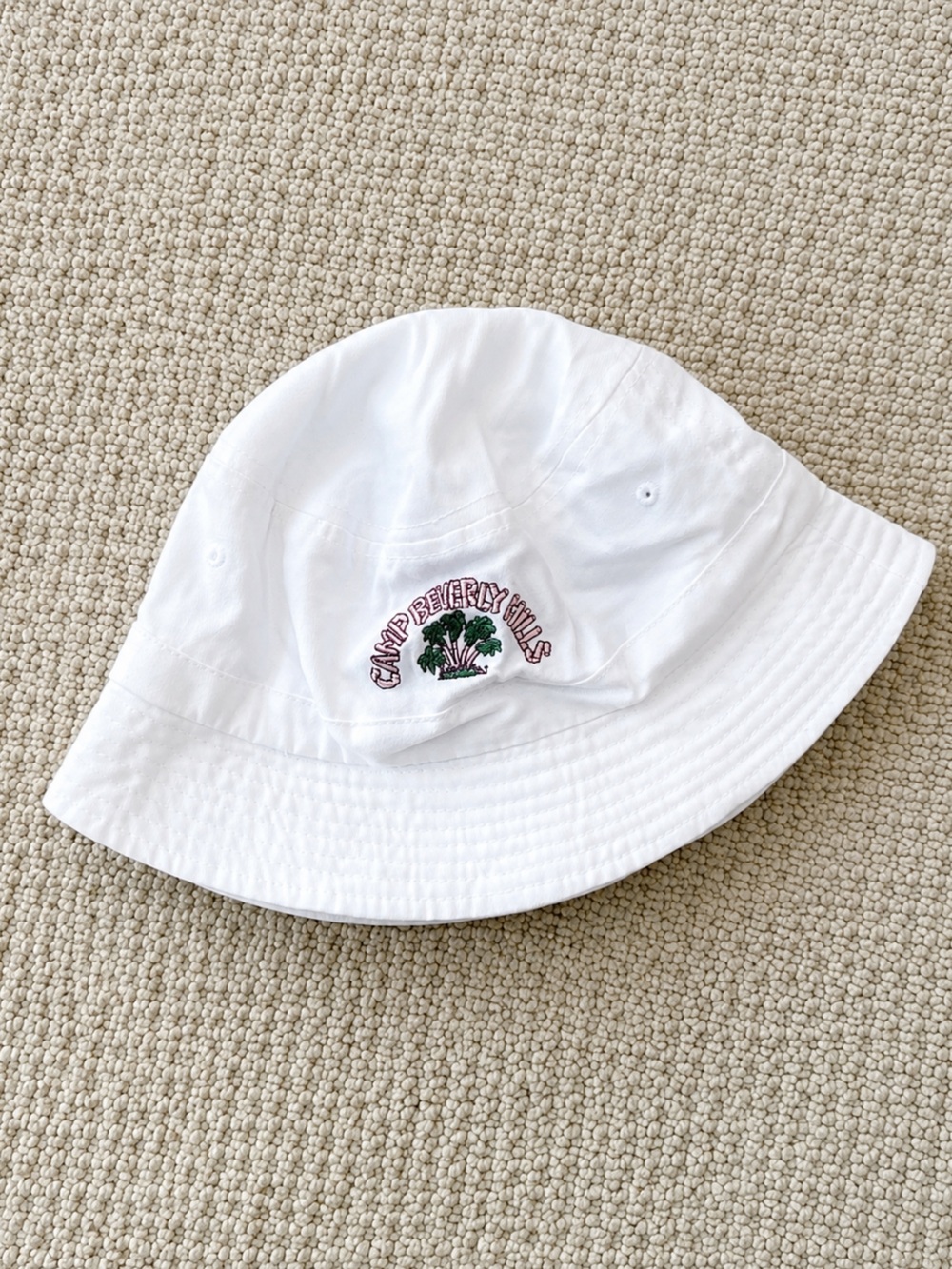Camp Beverly Hills Kids White Bucket Hat with Embroidered Logo | Fred Segal